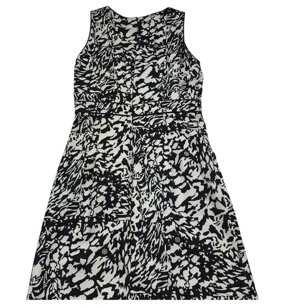 Tory Burch Silk Blend Animal Print Logo Print Sleeveless Dress Women's Size 2